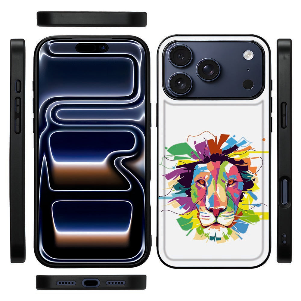 Zijaanzicht van het Lion Color hoesje voor iPhone 18 Pro met zwarte TPU-rand