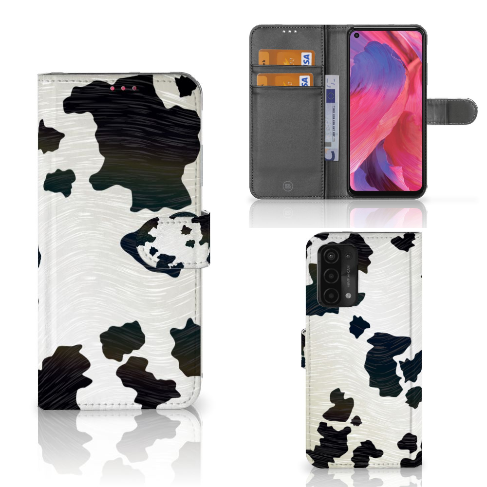 OPPO A54 5G | A74 5G | A93 5G Telefoonhoesje met Pasjes Koeienvlekken design koeienvlekken aanzicht