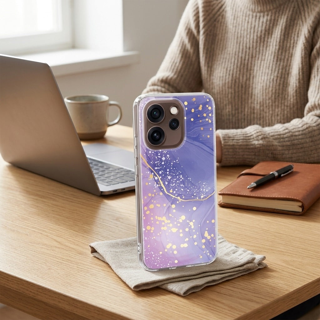 OPPO Reno15 Pro Softcase Back cover Watercolor Paars - lifestyle foto