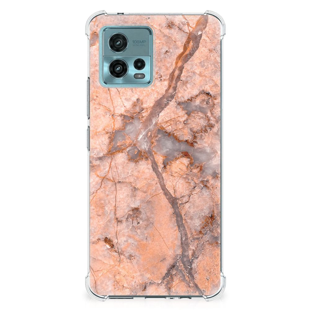otorola Moto G72 Anti-Shock Hoesje Marmer Oranje B2C Telecom