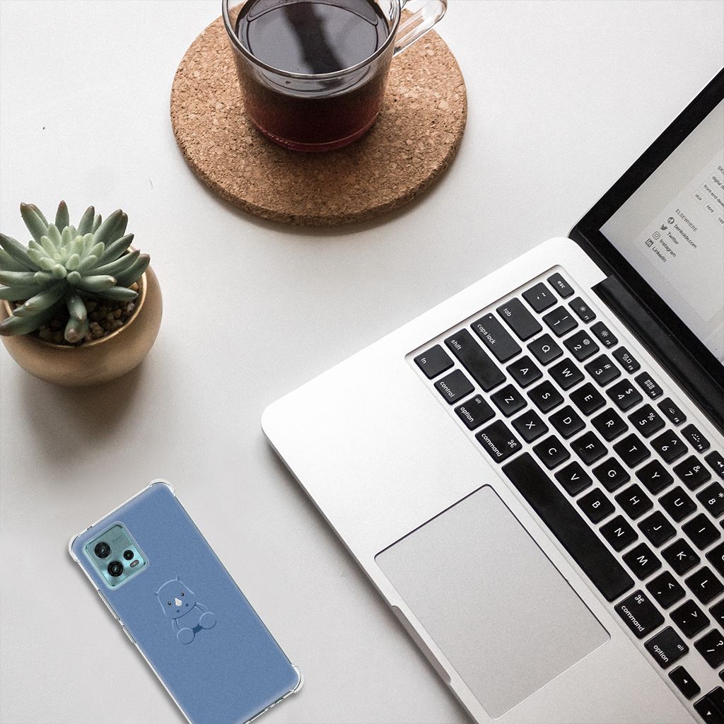 otorola Moto G72 Stevig Bumper Hoesje Baby Rhino design aanzicht met laptop en plant