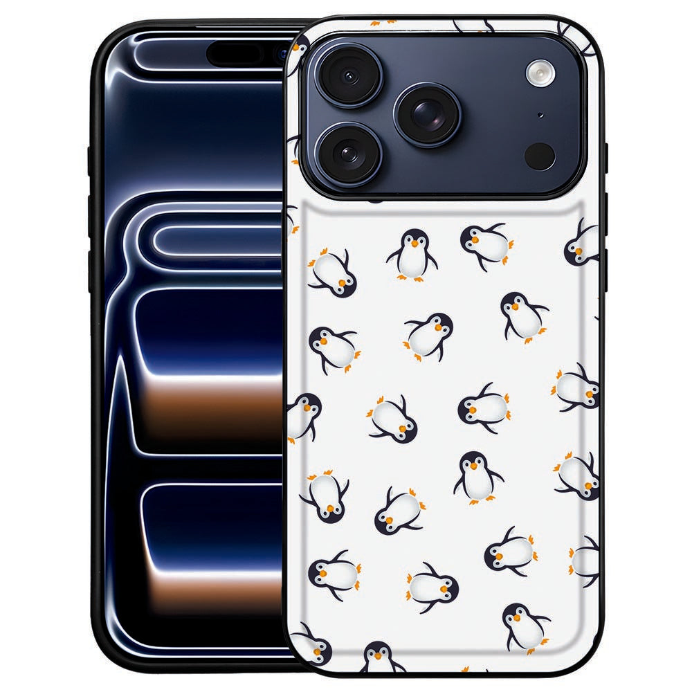 Pinguïn iPhone 18 Pro Max hoesje met zwart-wit pinguïnpatroon op de kunstleren achterkant