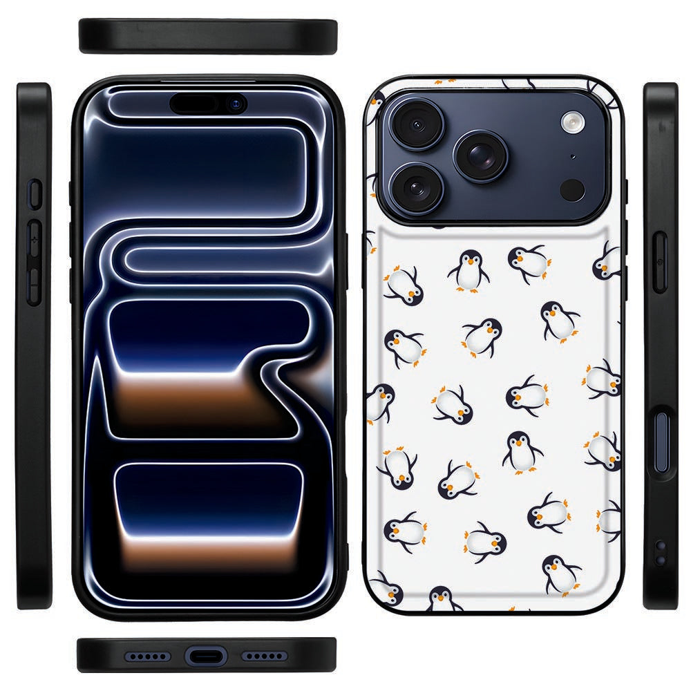Zijkant van het Pinguïn hoesje voor iPhone 18 Pro Max met verhoogde zwarte TPU-rand