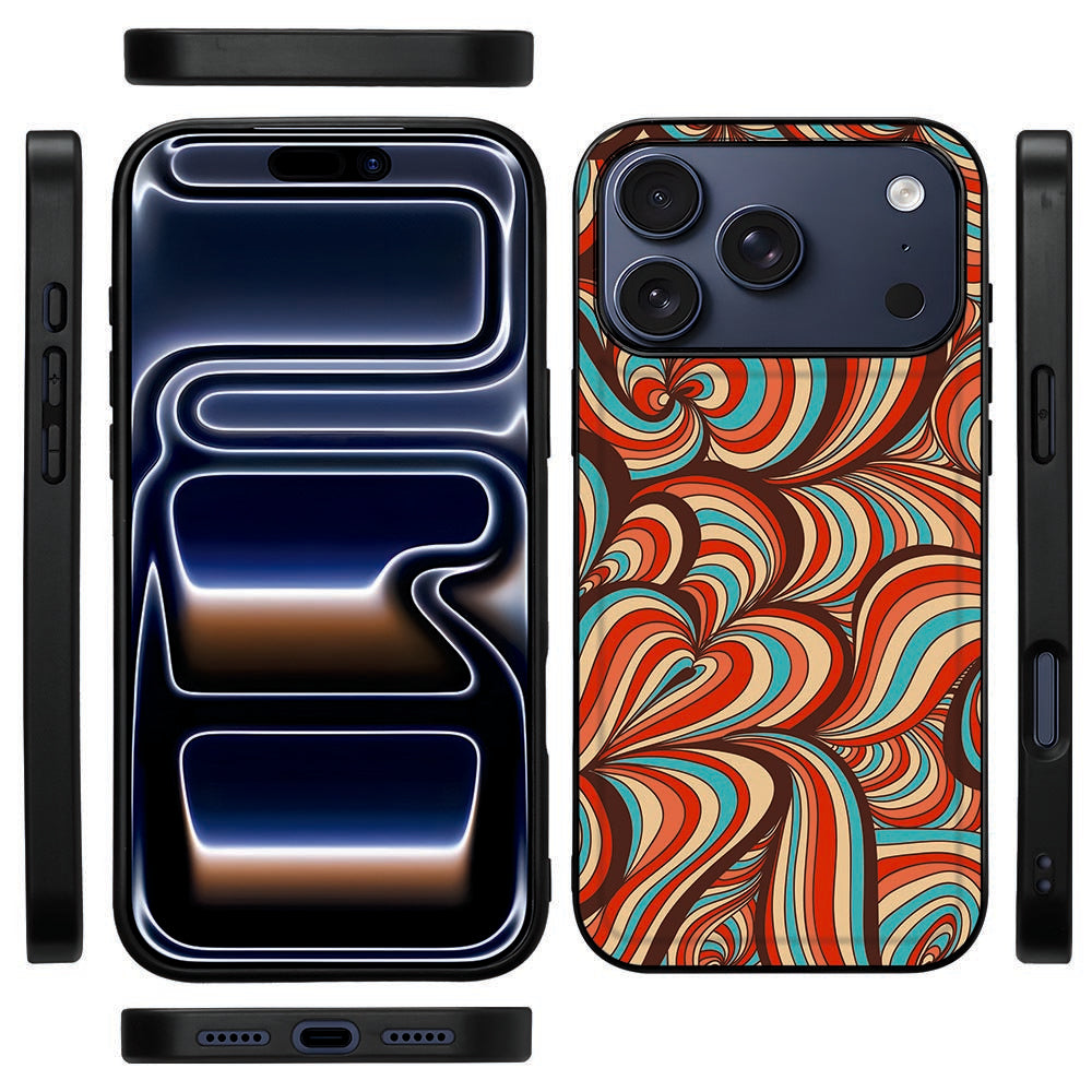 Zijkant van het Retro hoesje voor iPhone 18 Pro Max met zwarte TPU-rand en vrije knoppen