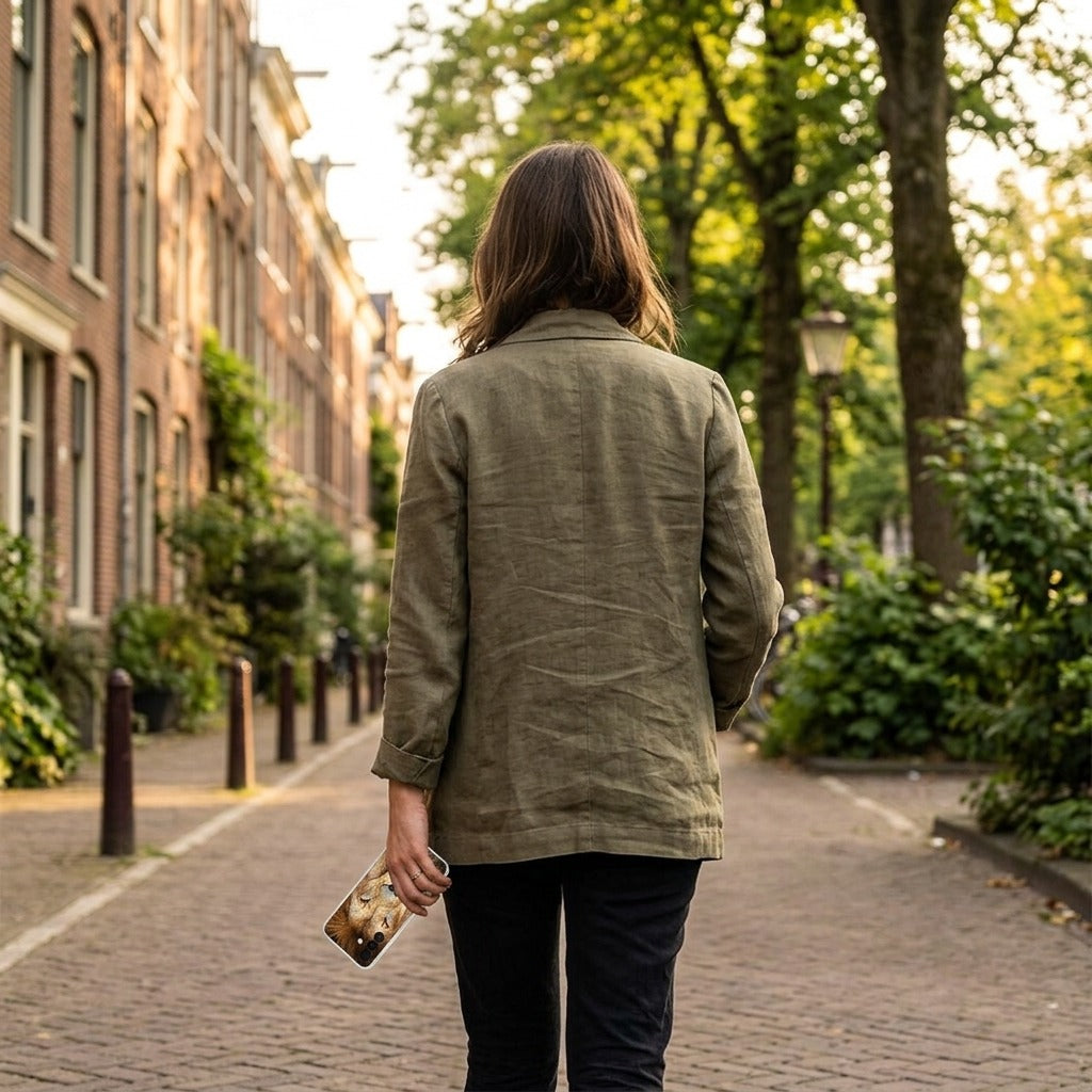 Samsung Galaxy A27 bedrukt hoesje Leeuw - lifestyle foto in huiselijke setting