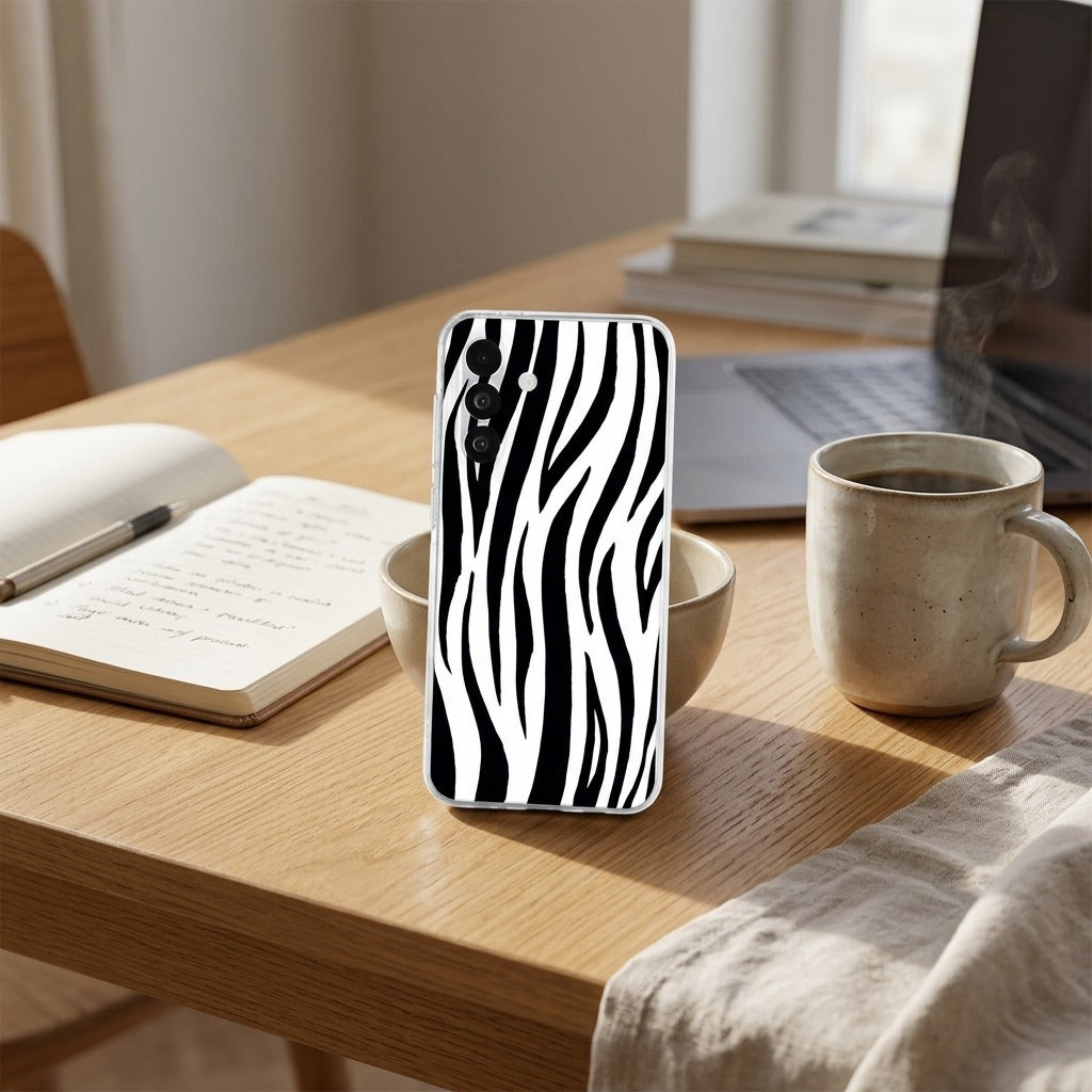 TPU hoesje Samsung Galaxy A27 Zebra - lifestyle foto in huiselijke setting