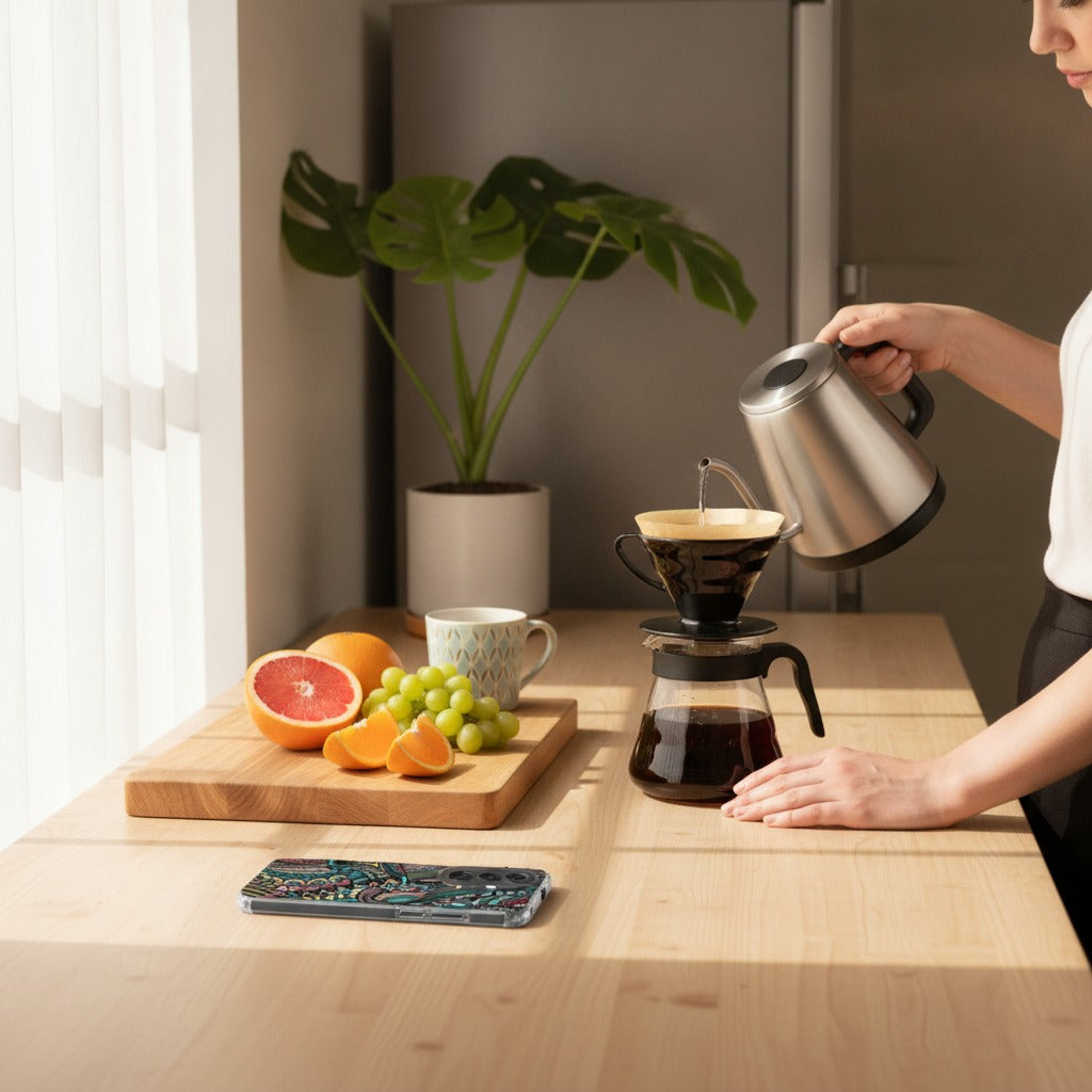 Samsung Galaxy A37 TPU Hoesje Aztec - lifestyle foto in huiselijke setting