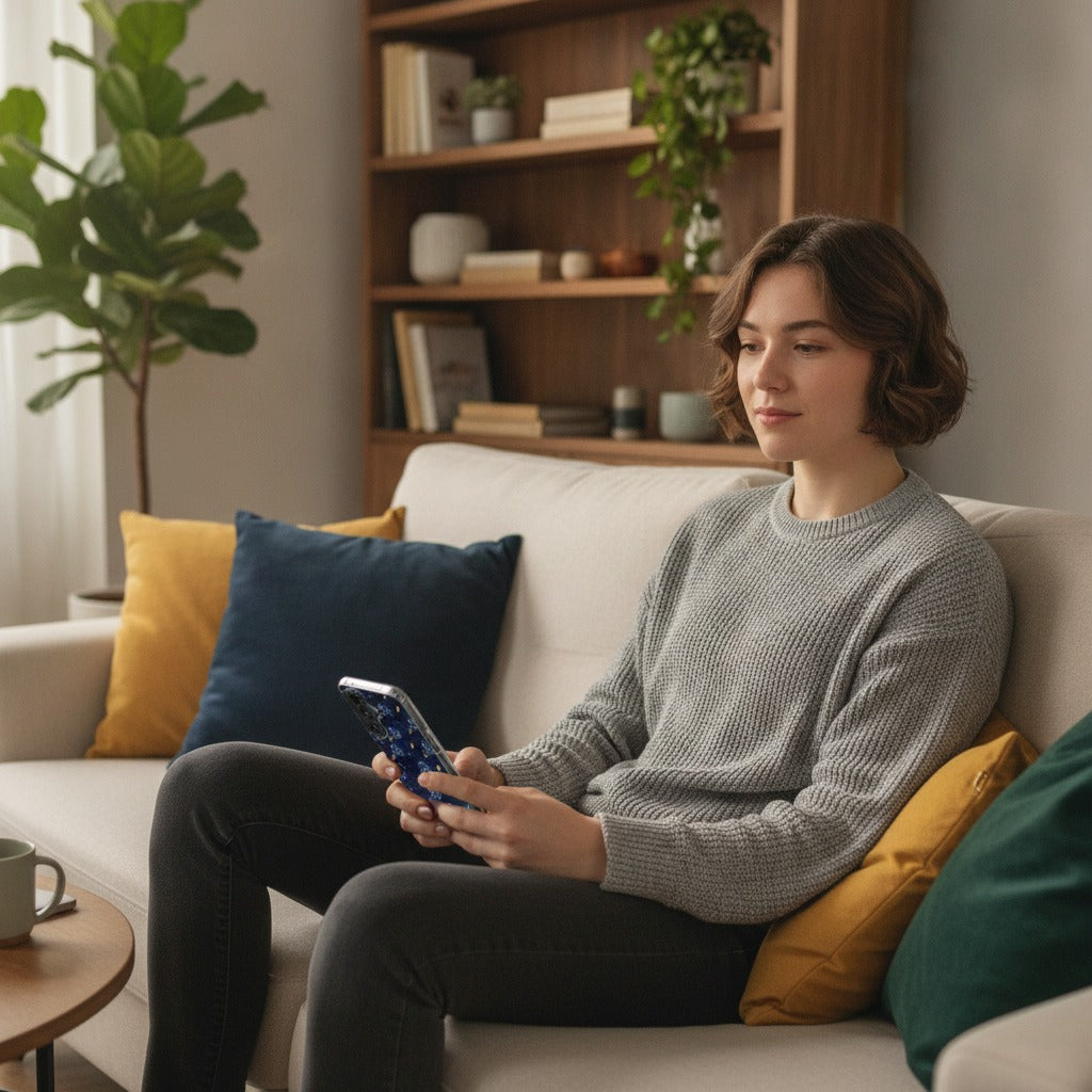 Samsung Galaxy A37 TPU Hoesje Voetbal - lifestyle foto in huiselijke setting