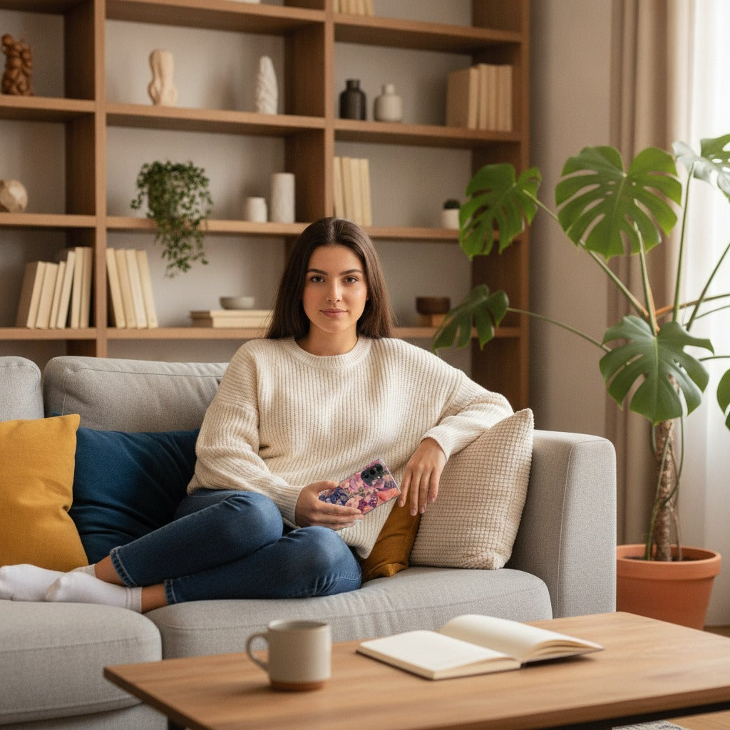 Samsung Galaxy A37 TPU Hoesje Bosje Bloemen - lifestyle foto in huiselijke setting