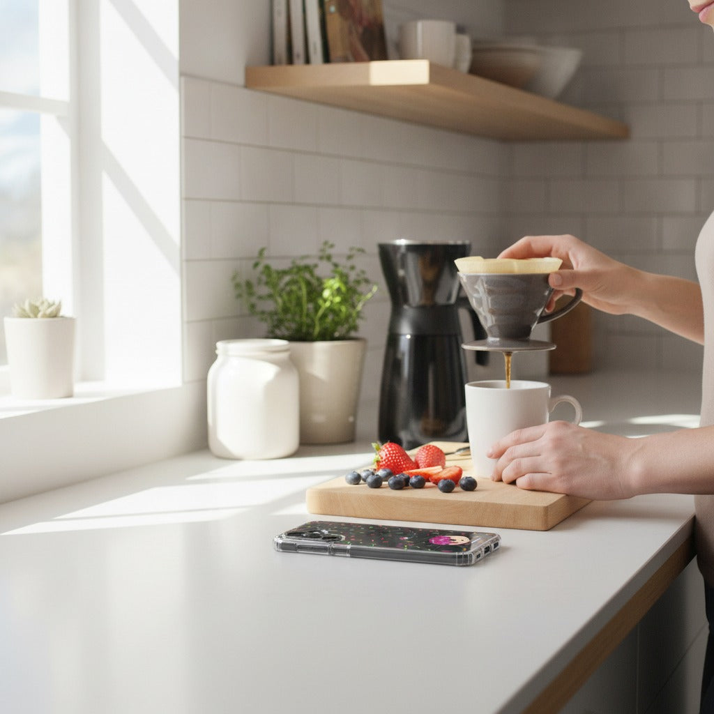 Samsung Galaxy A37 TPU Hoesje Donut - lifestyle foto in huiselijke setting