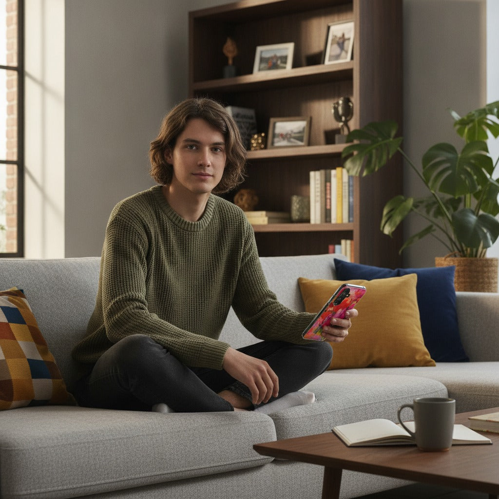 Samsung Galaxy A37 TPU Hoesje Tulips - lifestyle foto in huiselijke setting