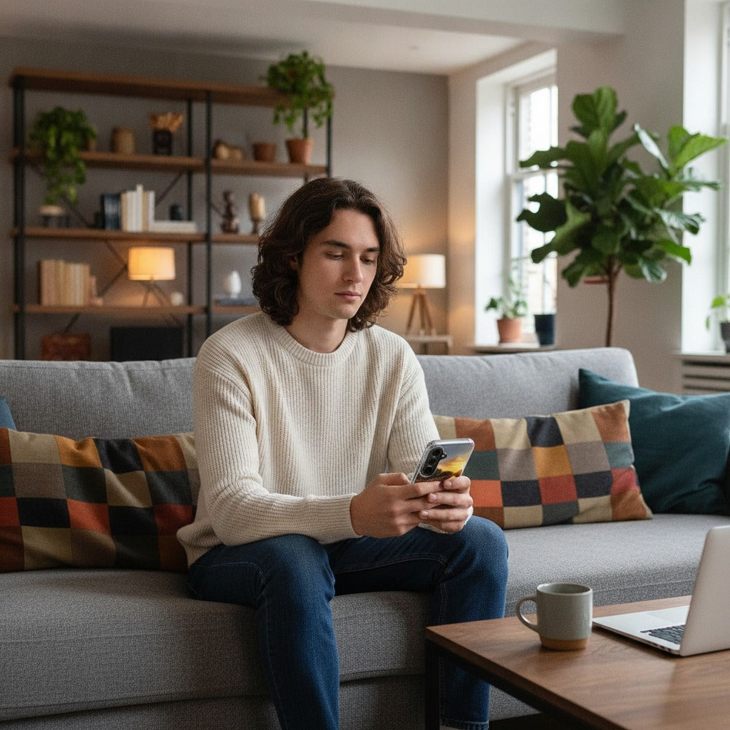 Samsung Galaxy A37 TPU Hoesje Amsterdamse Grachten - lifestyle foto in huiselijke setting