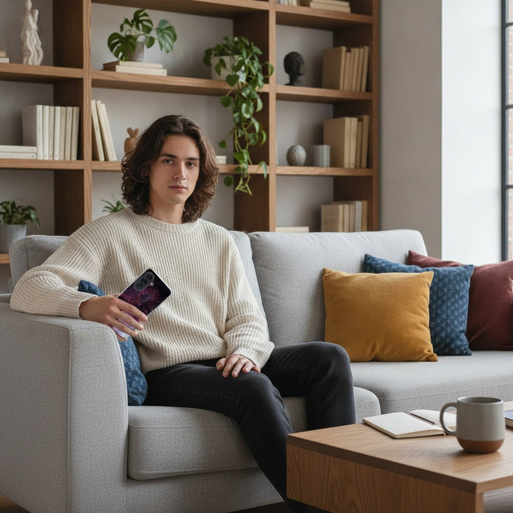 Samsung Galaxy A37 TPU Hoesje Galaxy - lifestyle foto in huiselijke setting