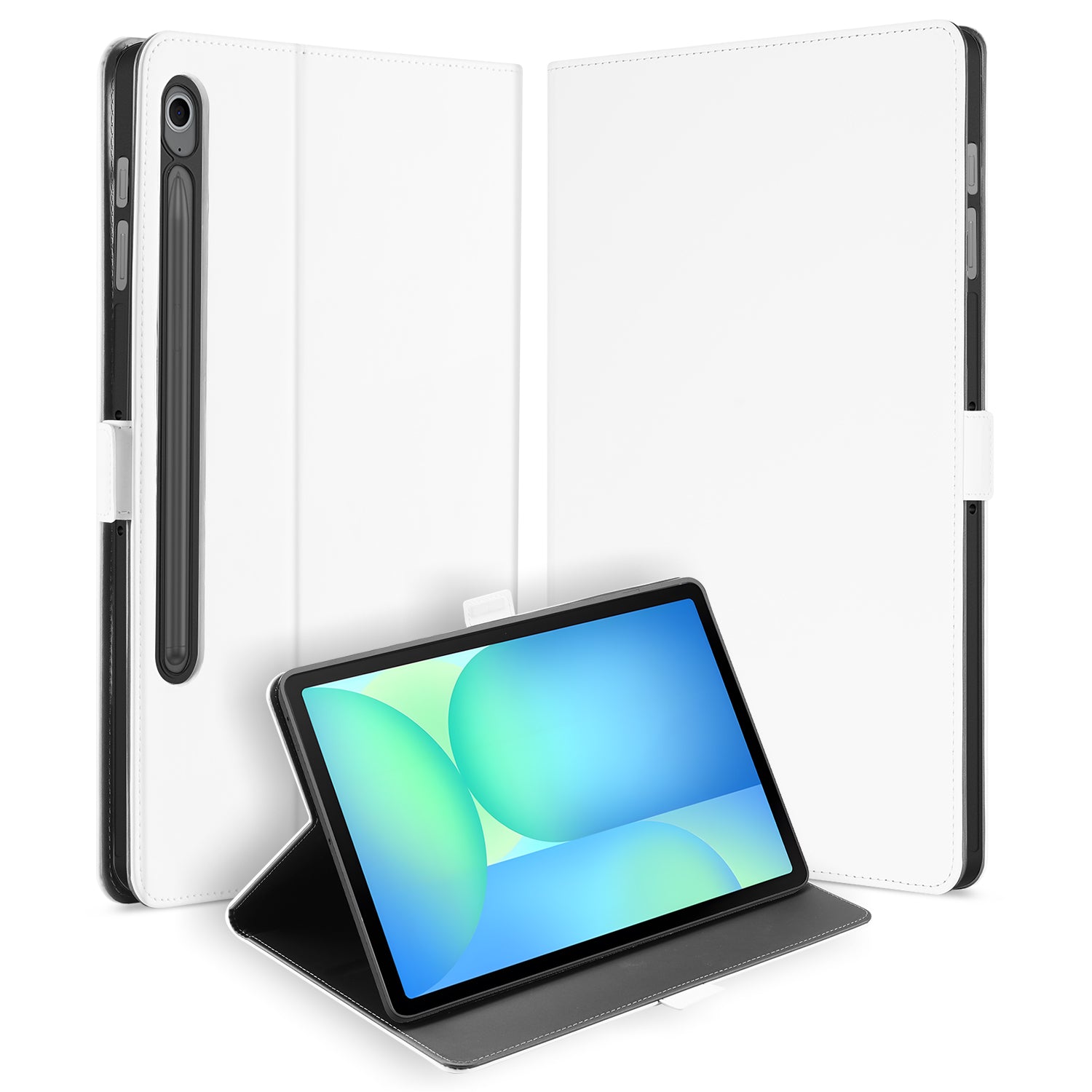 Samsung Galaxy Tab S10 FE Plus Book Cover Hoesje met Standaard – Wit