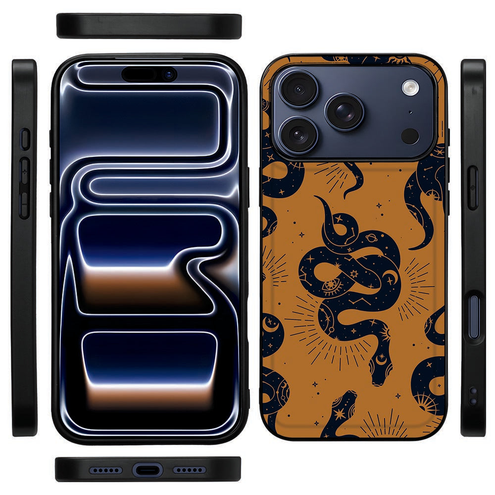 Zwarte TPU-rand van de Snakes back cover voor iPhone 18 Pro Max in zijaanzicht
