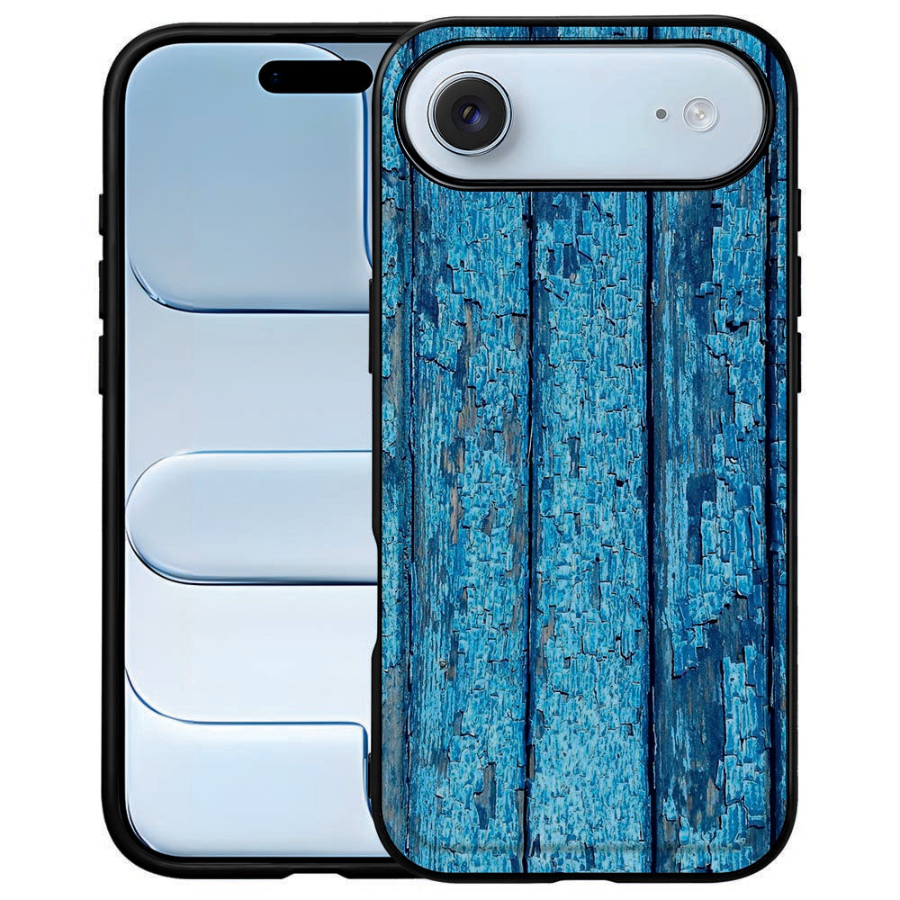 Apple iPhone Air Wood Blue TPU Hoesje houterig blauw design achteraanzicht