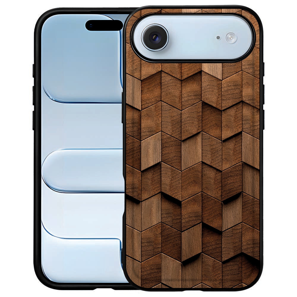 Apple iPhone Air Wooden Cubes TPU Hoesje achterkant houten ontwerp