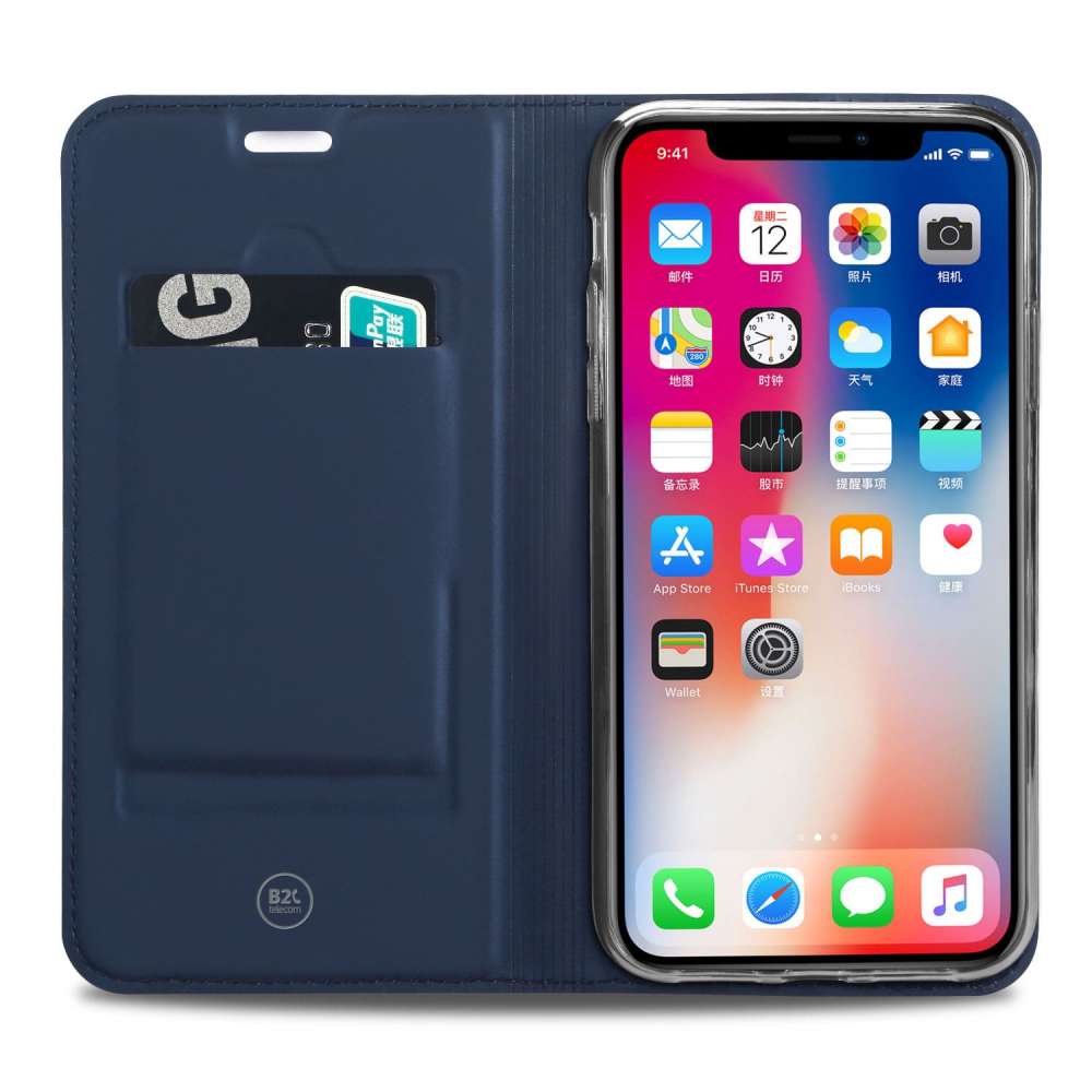 Apple iPhone Xs Max Hoesje Blauw met Pashouder