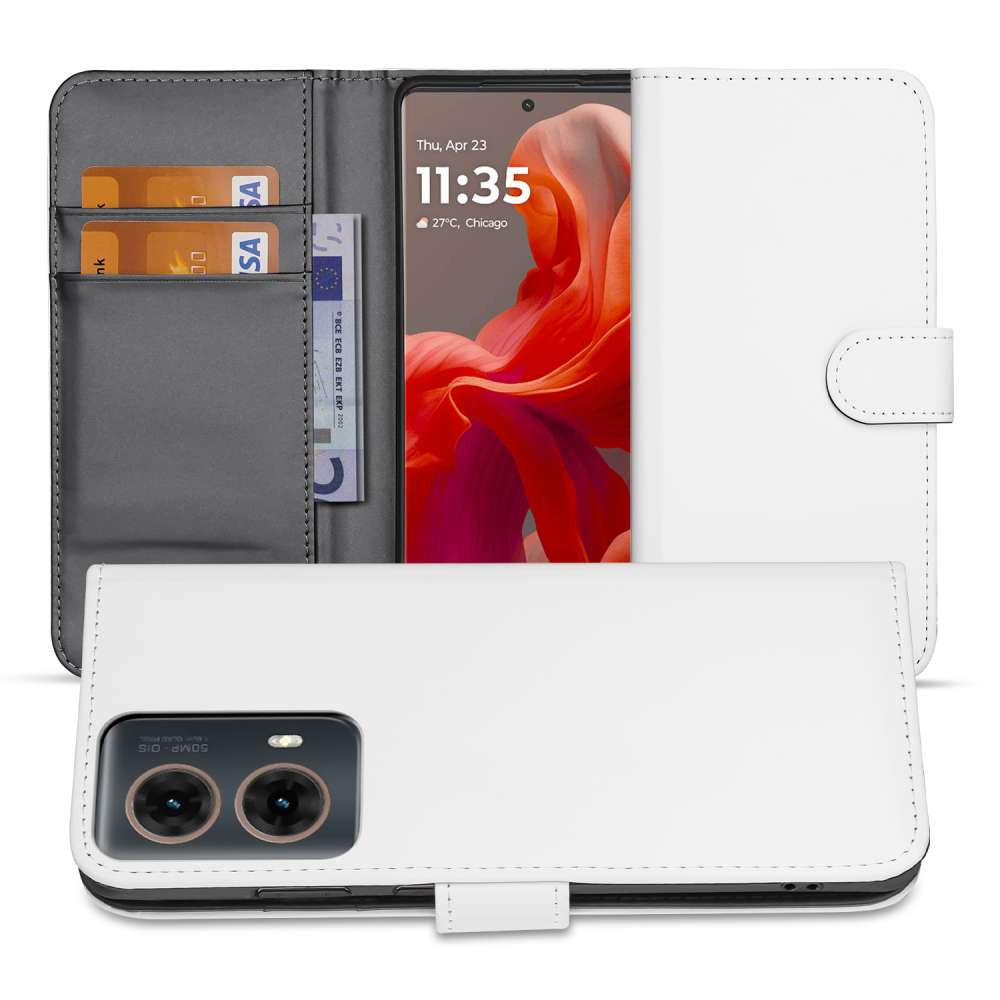 Book Case Telefoonhoesje Motorola Moto G85 Wit met Pasjeshouder