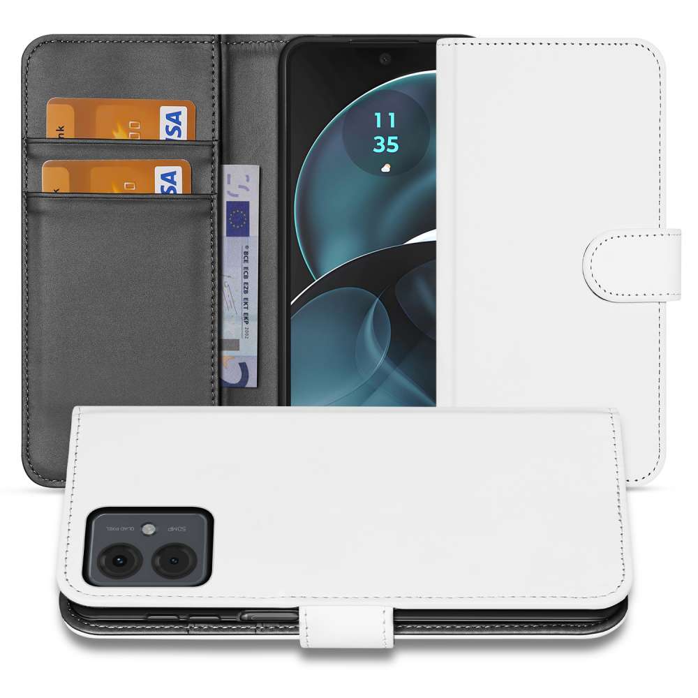 Book Case Telefoonhoesje voor de Motorola Moto G14 Wit met Pasjeshouder