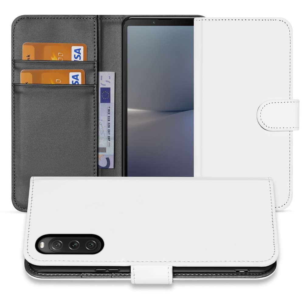 Book Case Telefoonhoesje voor de Sony Xperia 10 V Wit met Pasjeshouder