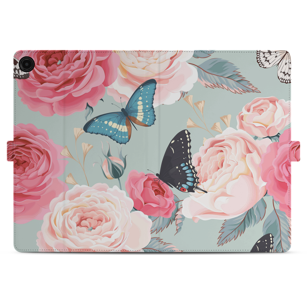 Uniek Samsung Galaxy Tab A9 Plus Tablethoesje Butterfly Roses Design | B2C Telecom