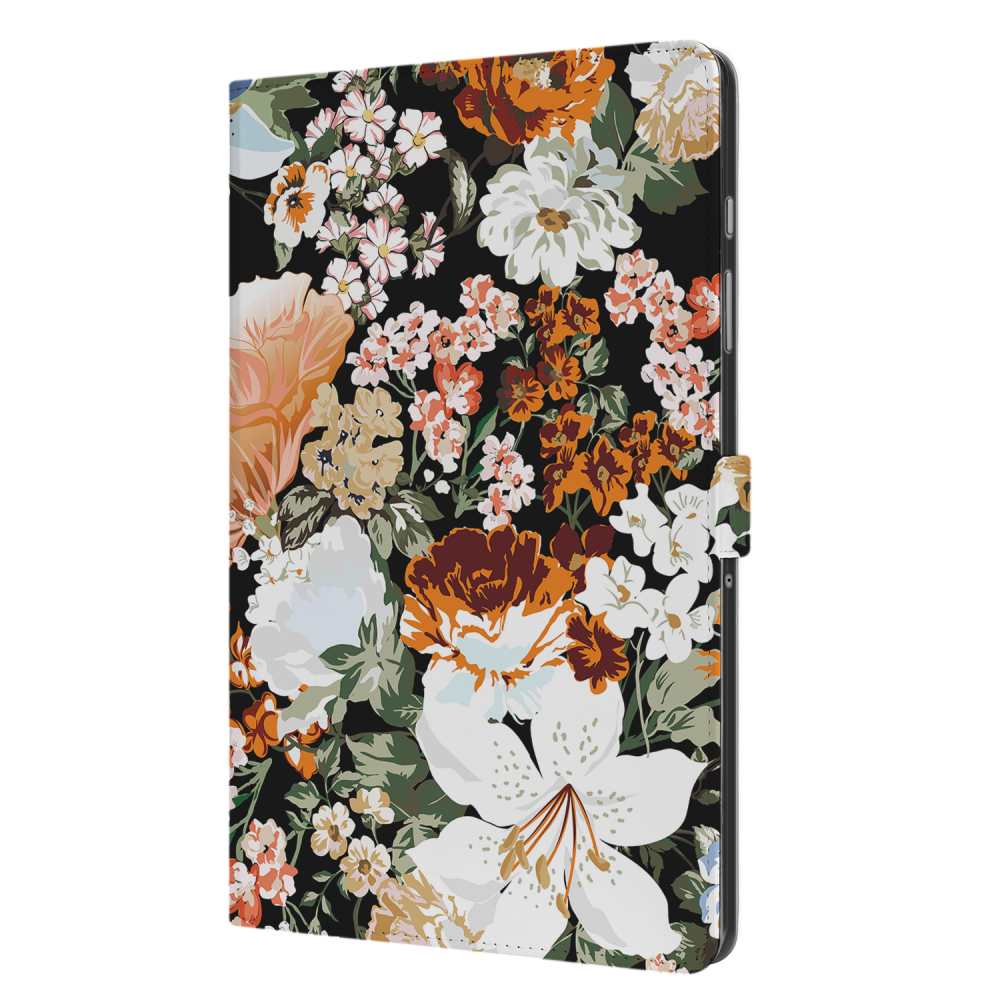 Uniek Samsung Galaxy Tab A9 Plus Tablethoesje Dark Flowers Design | B2C Telecom