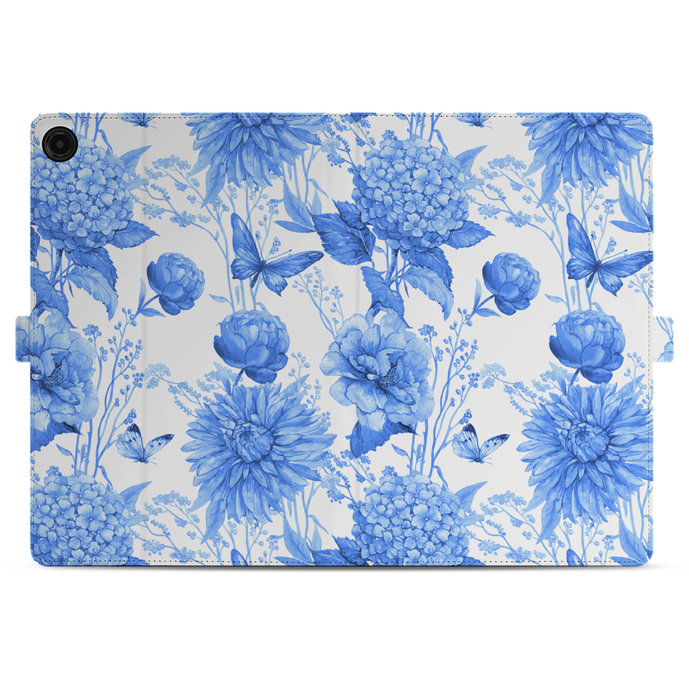 Uniek Samsung Galaxy Tab A9 Plus Tablethoesje Flowers Blue Design | B2C Telecom