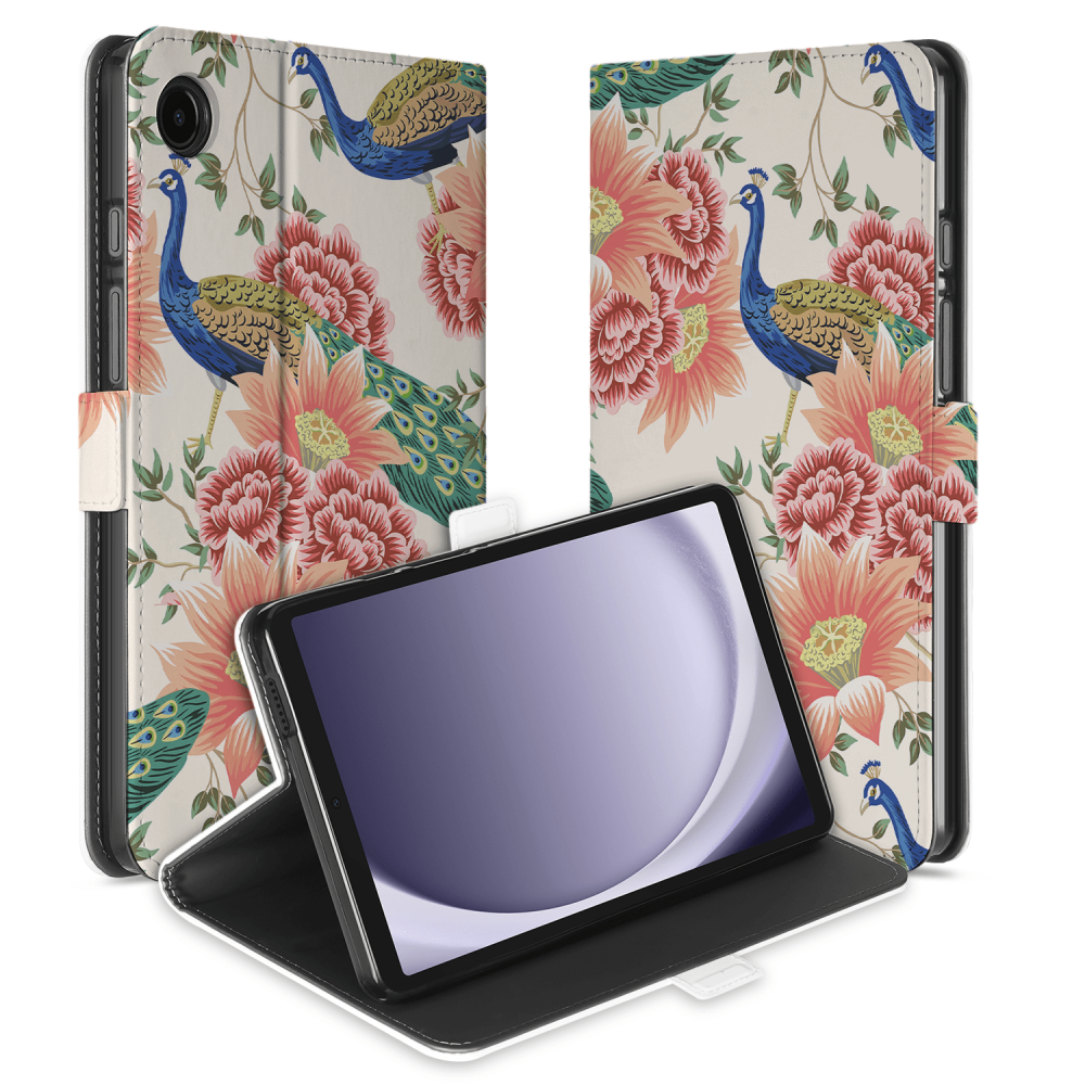 Uniek Samsung Galaxy Tab A9 Tablethoesje Pink Peacock Design | B2C Telecom