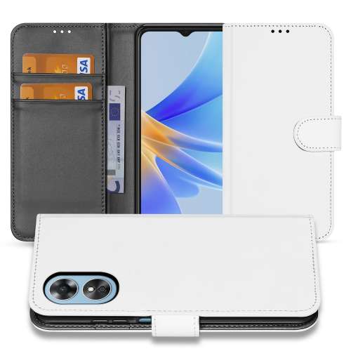 Book Case Hoesje voor de OPPO A17 Wit met Pasjeshouder