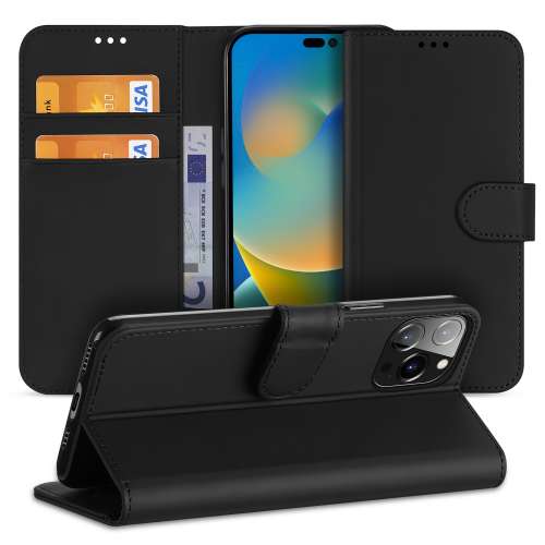 Book Case Telefoonhoesje voor de iPhone 14 Pro Max Zwart met Pasjeshouder