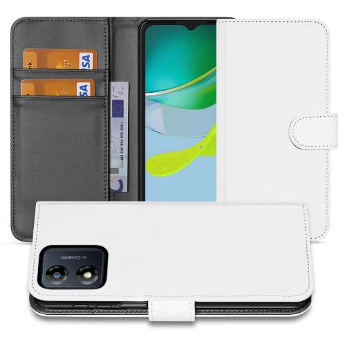 Book Case Telefoonhoesje voor de Motorola Moto E13 4G Wit met Pasjeshouder