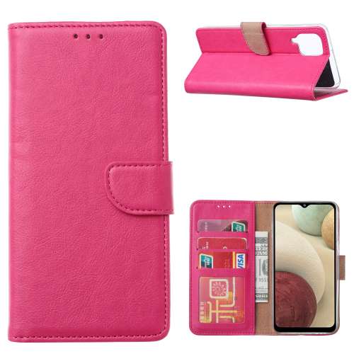 Book Cover Samsung Galaxy A12 Roze met Pasjeshouder