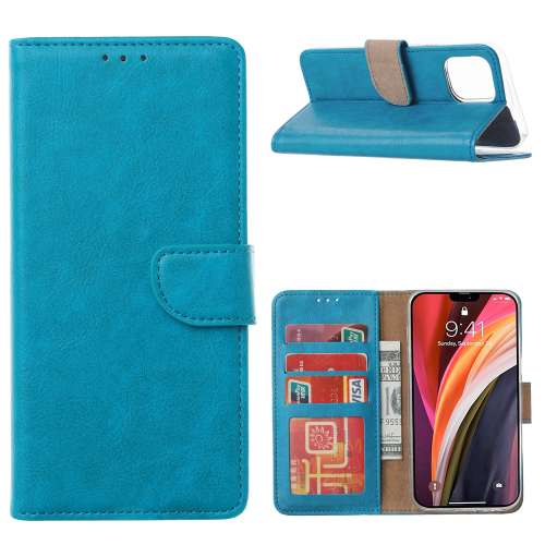 iPhone 12 Pro Max Walletcase Turquoise met Standaard