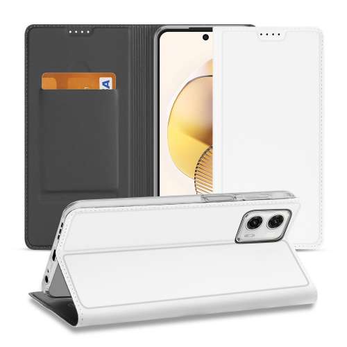 Stand Case Hoesje voor de Motorola Moto G73 Wit met Pashouder