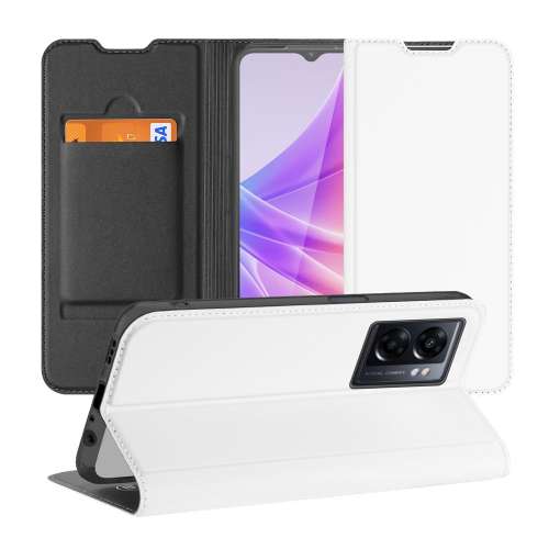 Stand Case Hoesje voor de OPPO A77 5G | A57 5G Wit met Pashouder