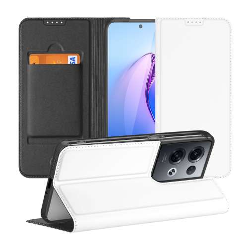 Stand Case Hoesje voor de OPPO Reno8 Pro Wit met Pashouder