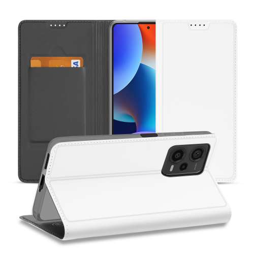 Stand Case Hoesje voor de Xiaomi Redmi Note 12 Pro Plus Wit met Pashouder