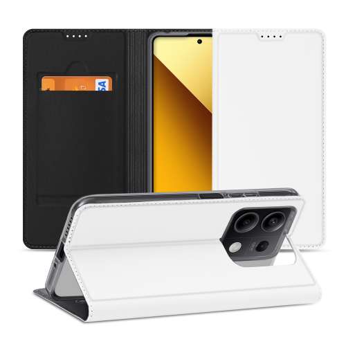 Stand Case Hoesje Xiaomi Redmi Note 13 5G Wit met Pashouder