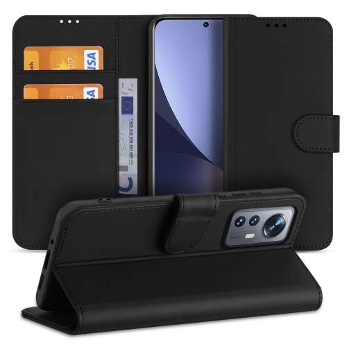 Xiaomi 12 | 12X Boekhoesje Zwart met Stand Case