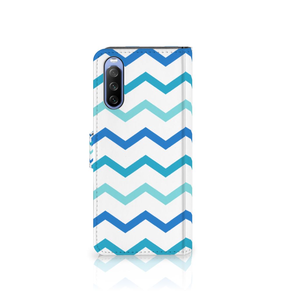 Sony Xperia 10 III Telefoon Hoesje Zigzag Blauw