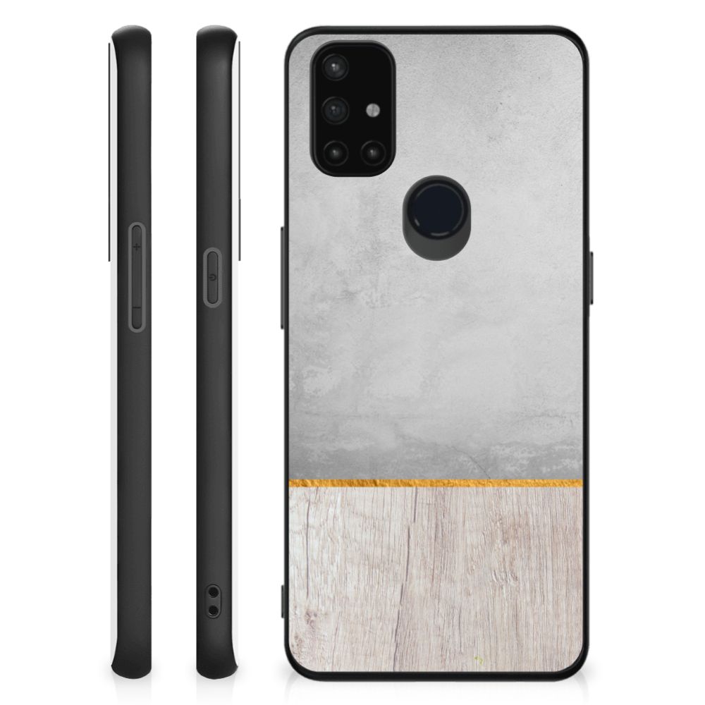 OnePlus Nord N10 5G Houten Print Telefoonhoesje Wood Concrete