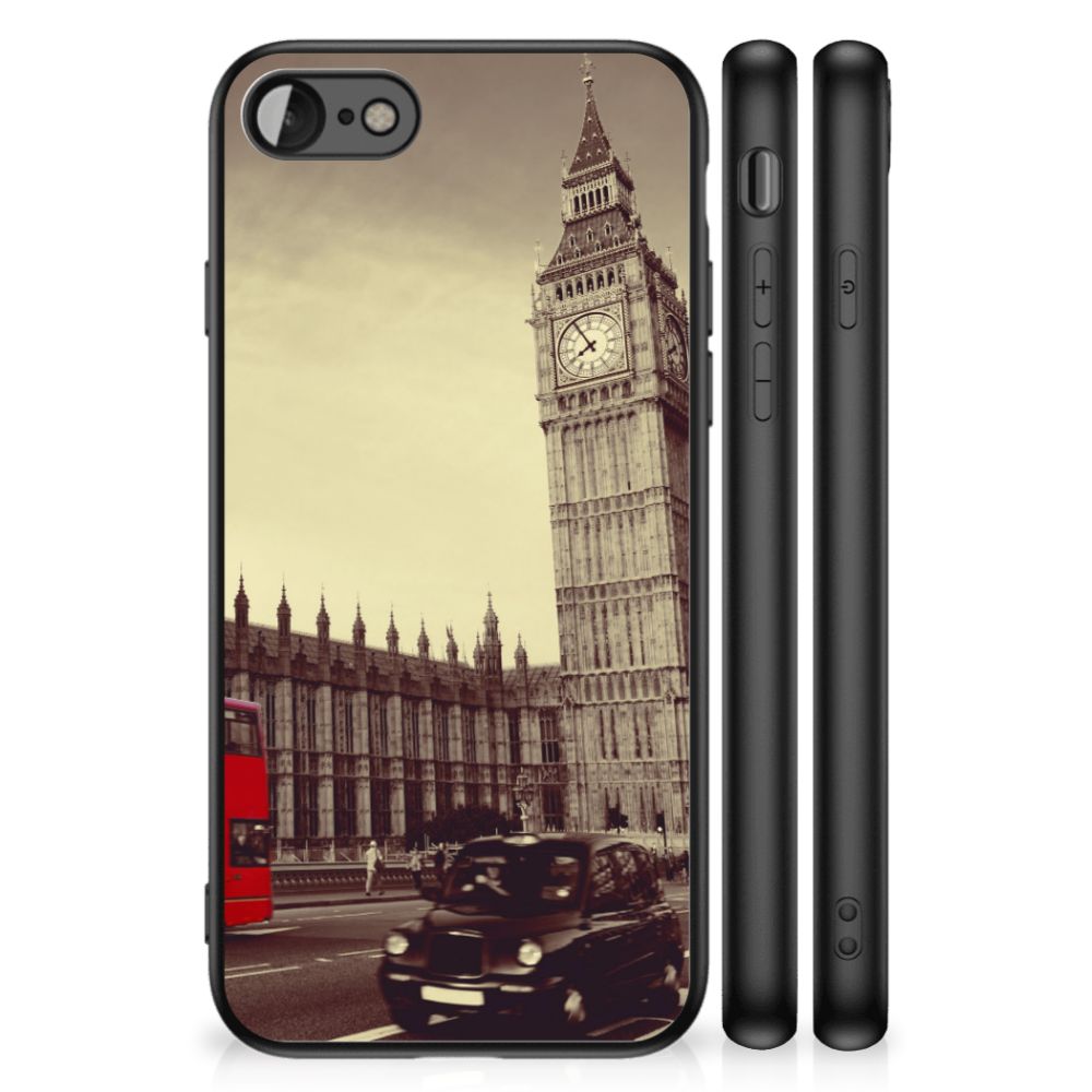 iPhone SE 2022 | SE 2020 | 7/8 TPU Backcover Londen met afbeelding van Big Ben en een Londense taxi.