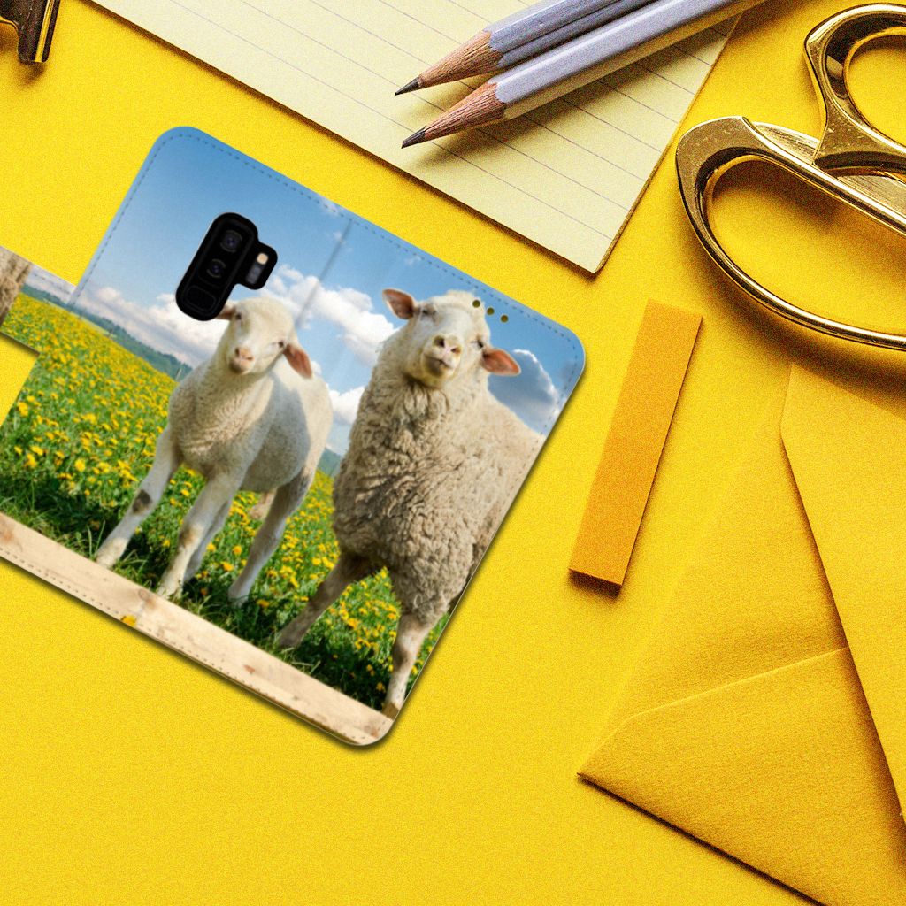 Samsung Galaxy S9 Plus Telefoonhoesje met Pasjes Schaap en Lammetje