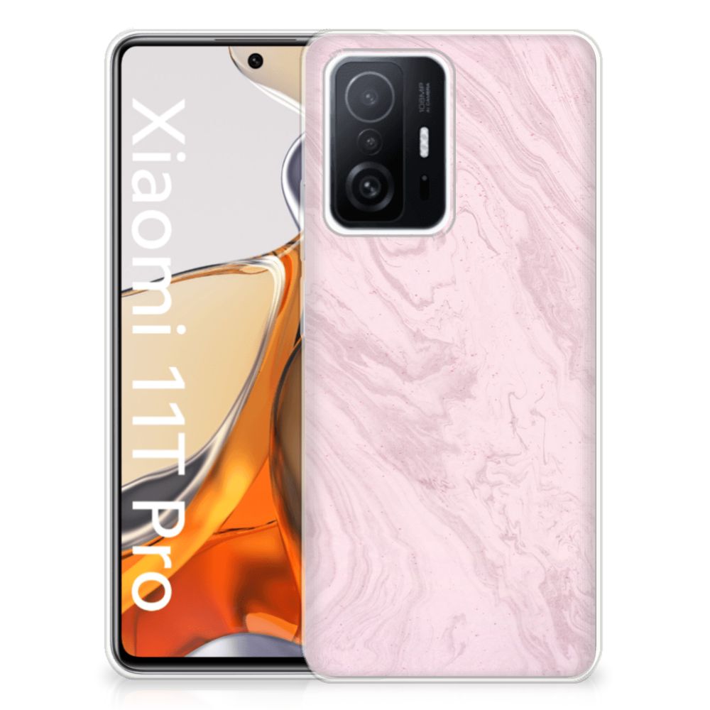 Xiaomi 11T | 11T Pro TPU Siliconen Hoesje Marble Pink - Origineel Cadeau Vriendin