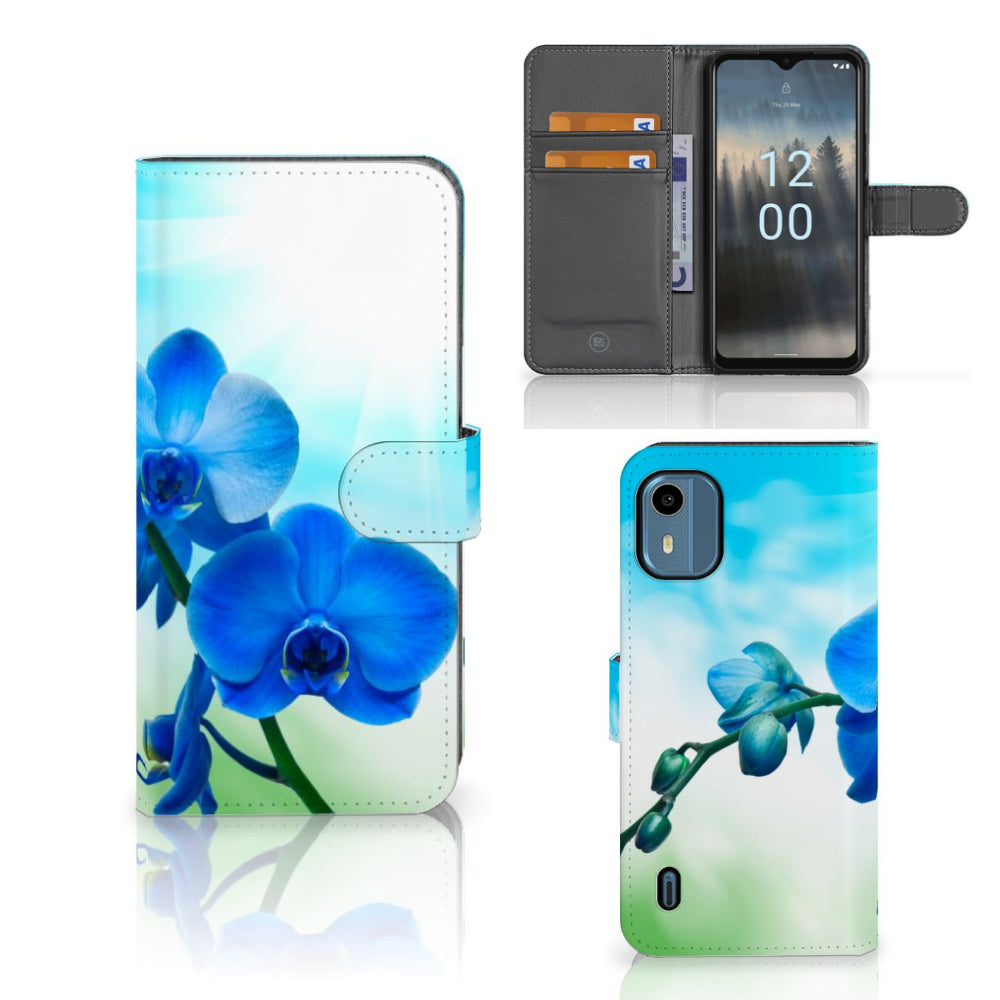 Nokia C12 Hoesje Orchidee Blauw - Cadeau voor je Moeder