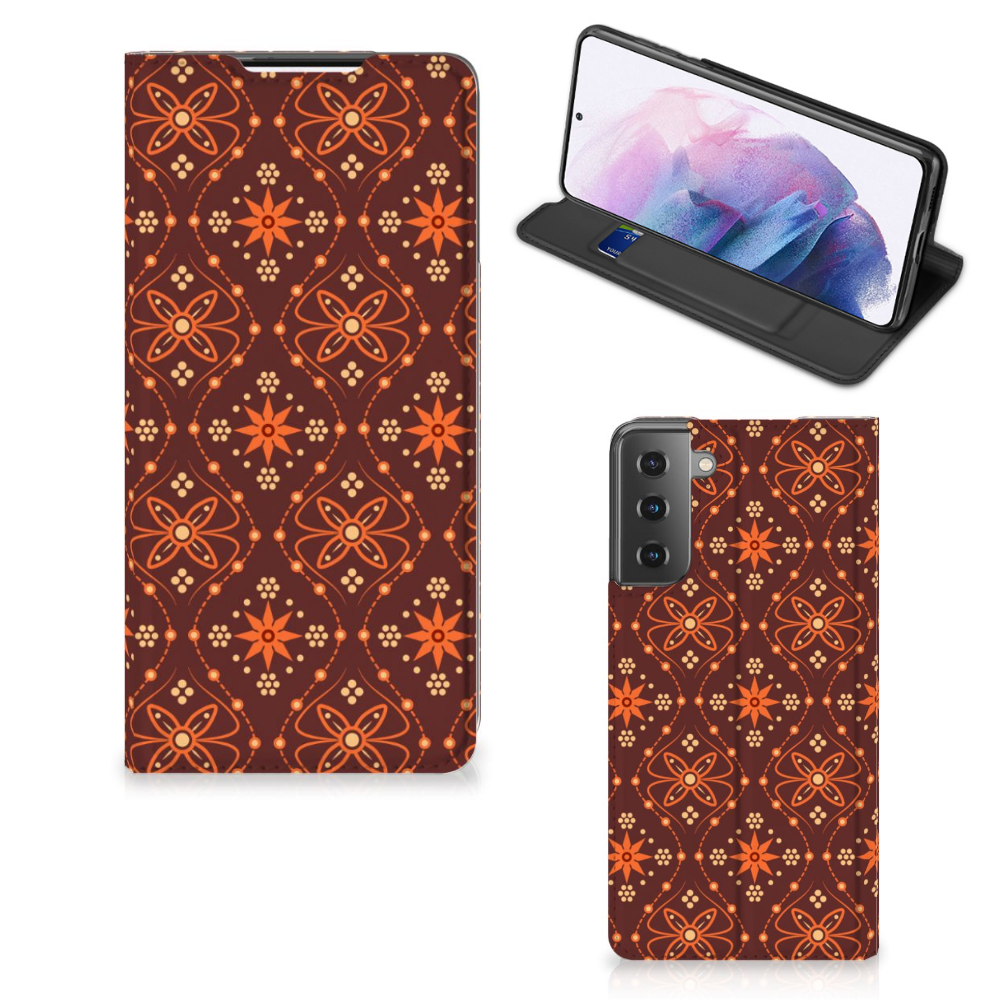 Samsung Galaxy S21 Plus Hoesje met Magneet Batik Brown - B2C Telecom