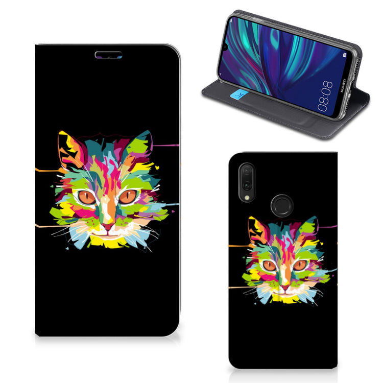 Huawei Y7 hoesje Y7 Pro (2019) Magnet Case Cat Color