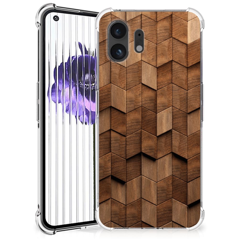 Stevig Telefoonhoesje voor Nothing Phone (2) Wooden Cubes