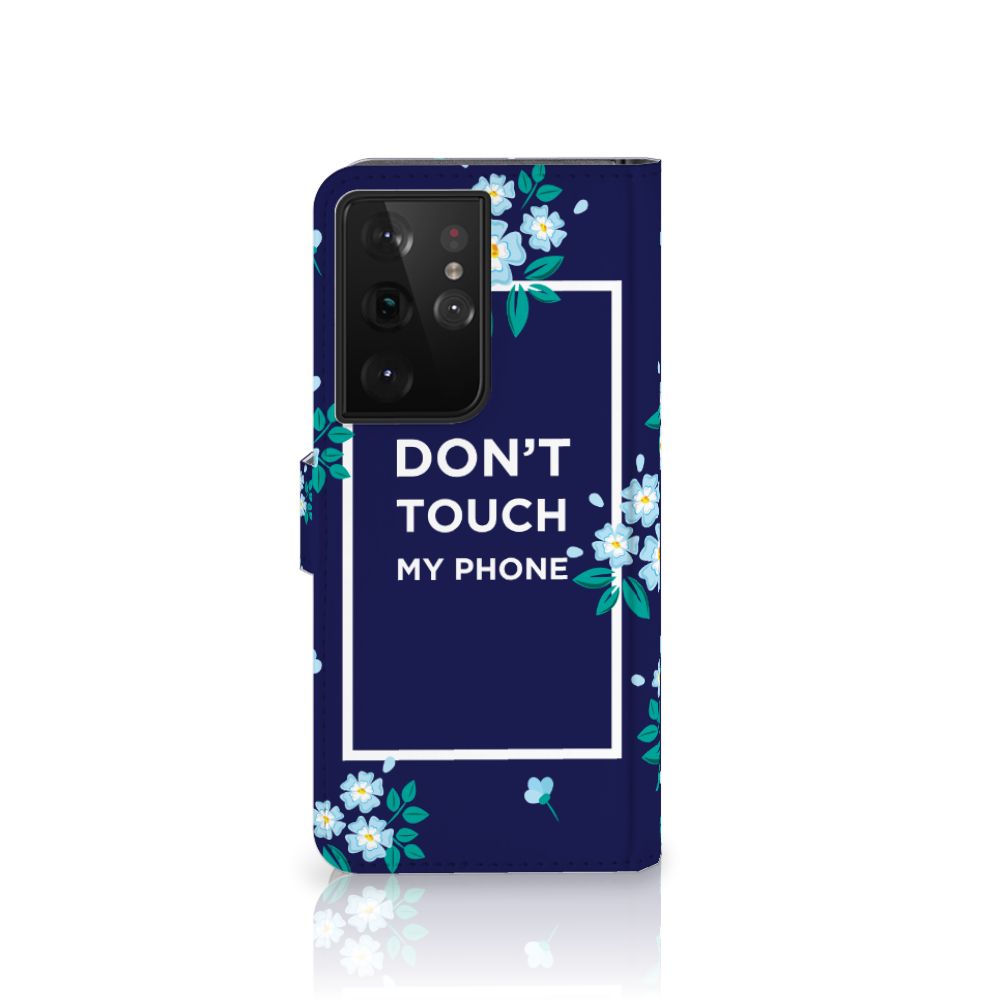 Samsung Galaxy S21 Ultra Portemonnee Hoesje Flowers Blue DTMP